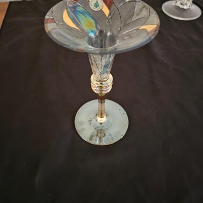 Beautiful Party lite tapered candle holders made in Romania with a glass pedestal cake plate