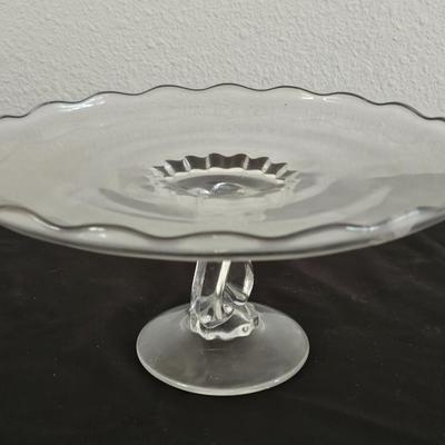 Beautiful Party lite tapered candle holders made in Romania with a glass pedestal cake plate