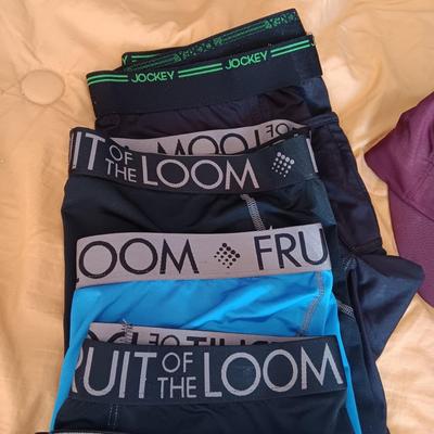 MEN'S UNDERWEAR (38), BALL CAPS, SOCKS AND SHOULDER PACK