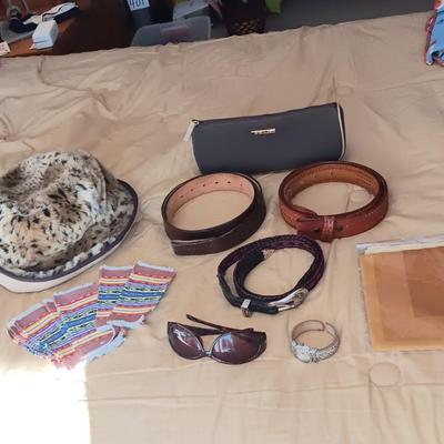 LADIES BELTS (36), FAUX FUR HAT, DANA BUCHMAN SUNGLASSES, ESTEE LAUDER BAG AND MORE