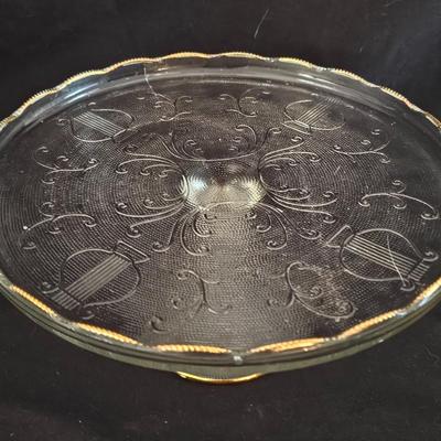 Assortment of pressed glass dishes - platter - divided platter and 4 bowls