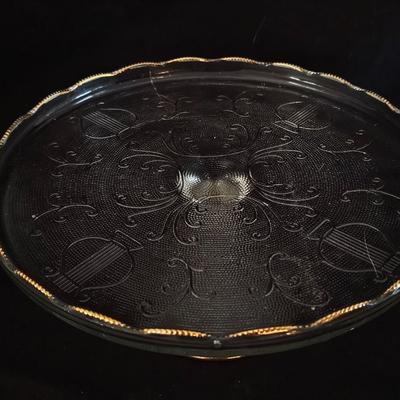 Assortment of pressed glass dishes - platter - divided platter and 4 bowls