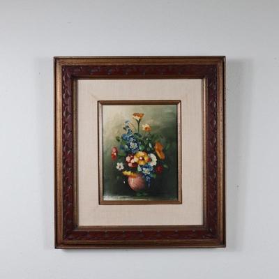 Original Framed Canvas Floral Painting