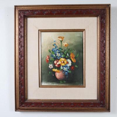 Original Framed Canvas Floral Painting