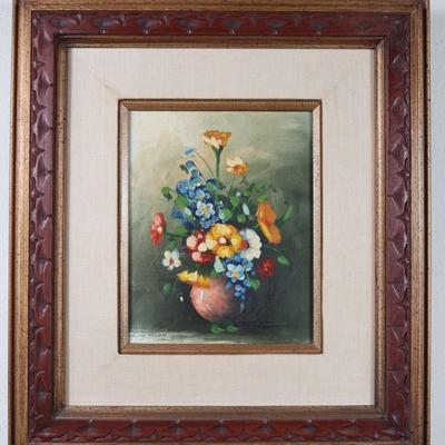 Original Framed Canvas Floral Painting