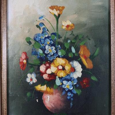 Original Framed Canvas Floral Painting