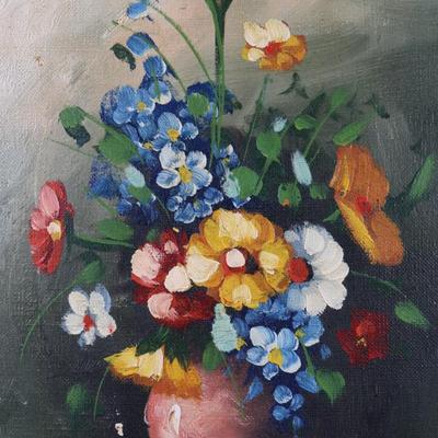 Original Framed Canvas Floral Painting