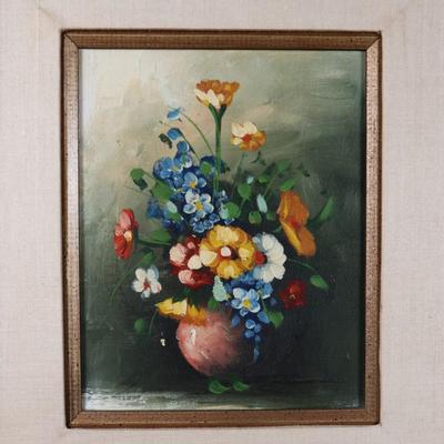 Original Framed Canvas Floral Painting