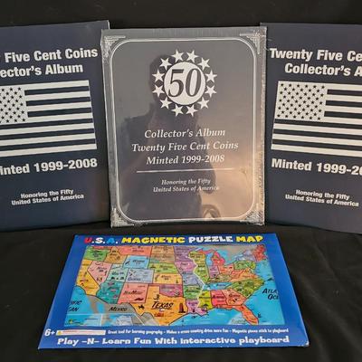 Three collector's albums - U.S.A Magnetic puzzle map