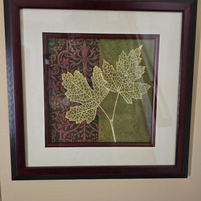 Two framed wall art pictures - Monterrey Leaf study