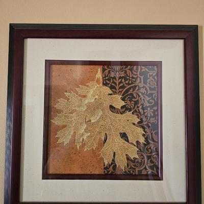 Two framed wall art pictures - Monterrey Leaf study
