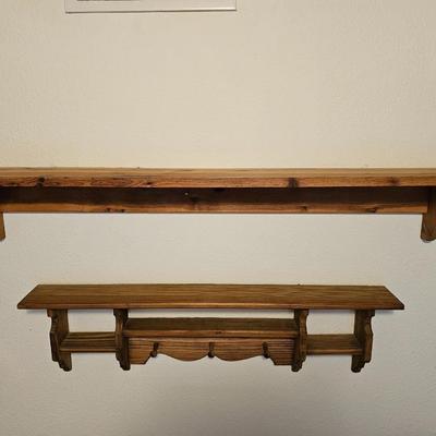 Two wooden wall shelves