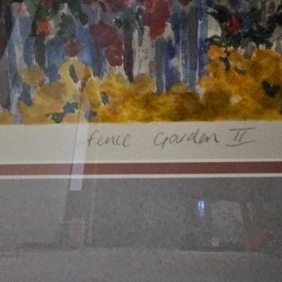 Numbered and signed framed wall art Julian Askins Signed Serigraph 76/485 "Garden Fence II"