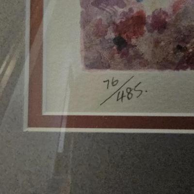 Numbered and signed framed wall art Julian Askins Signed Serigraph 76/485 "Garden Fence II"