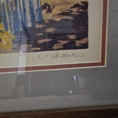 Numbered and signed framed wall art Julian Askins Signed Serigraph 76/485 "Garden Fence II"