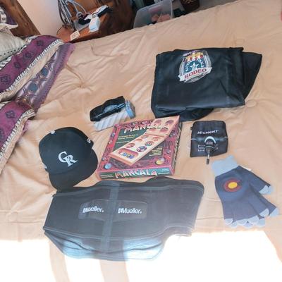 RODEO GARMENT BAG, MANCALA GAME, MUELLER WAIST BELT, NICKENT AND MORE