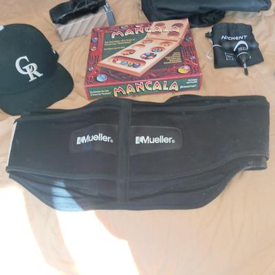 RODEO GARMENT BAG, MANCALA GAME, MUELLER WAIST BELT, NICKENT AND MORE