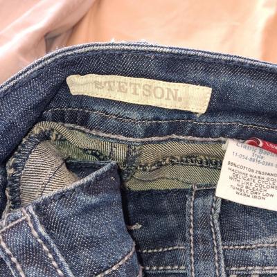 LADIES STETSON JEANS AND PANTS (14), 2 LARGE SHIRTS