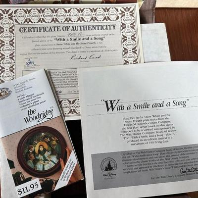 Walt Disney "Snow White" KNOWLES - Set of 12 Collector Plates with Certificates