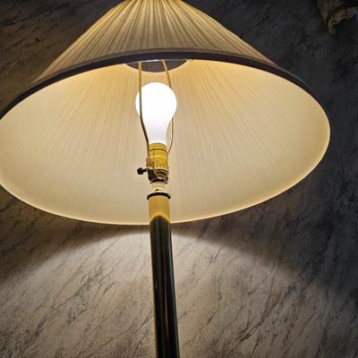 Mid-Century Modern Brass and Glass Table Floor Lamp