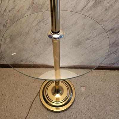 Mid-Century Modern Brass and Glass Table Floor Lamp