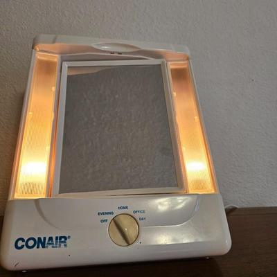 Conair make-up mirror with lights - two Conair curling irons - brand new eye lash curler and more