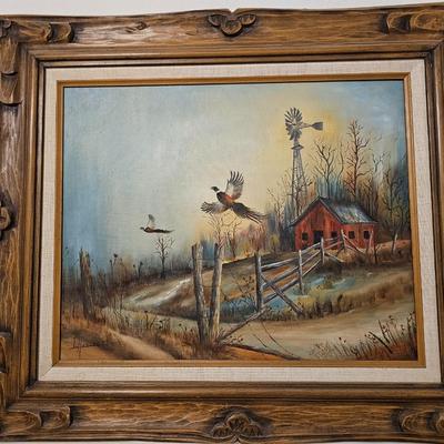 Original vintage Irene Hanson 1977 Pheasent framed artwork Acrylic