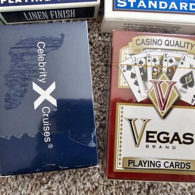 Decks of playing cards - cribbage game and a vintage travel backgammon game