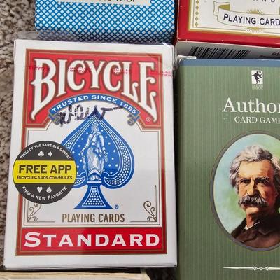 Decks of playing cards - cribbage game and a vintage travel backgammon game