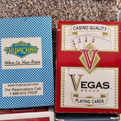 Decks of playing cards - cribbage game and a vintage travel backgammon game