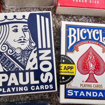 Decks of playing cards - cribbage game and a vintage travel backgammon game