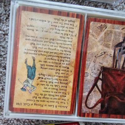 Decks of playing cards - cribbage game and a vintage travel backgammon game