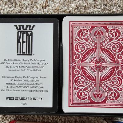 Decks of playing cards - cribbage game and a vintage travel backgammon game