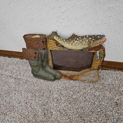 Framed wall art - wood duck - Boat - and a fish themed picture frame