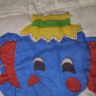 Quilted teddy bear with stand and two small baby blanket quilts