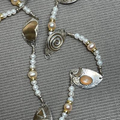 Artist made Sterling and pearl necklace