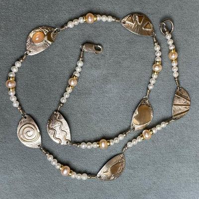 Artist made Sterling and pearl necklace