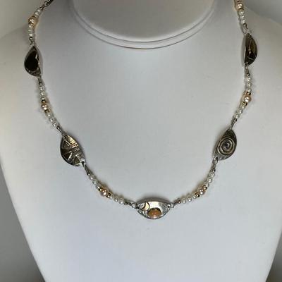 Artist made Sterling and pearl necklace
