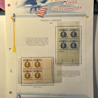 Thomas G. Masaryk 1960 Mint Condition US Stamp Plate Blocks Page as Pictured. Only One $5 Shipping Charge for 1 or 100 Pages Won.