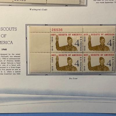 American Credo & Boy Scouts of America 1960 Mint Condition US Stamp Plate Blocks Page as Pictured. Only One $5 Shipping Charge for 1...