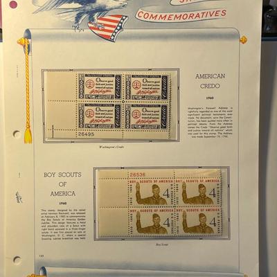 American Credo & Boy Scouts of America 1960 Mint Condition US Stamp Plate Blocks Page as Pictured. Only One $5 Shipping Charge for 1...
