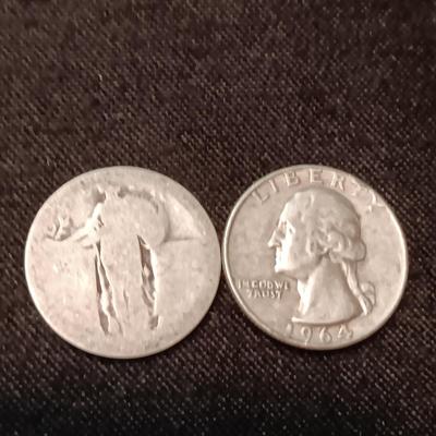 EARLY STANDING LIBERTY AND 1964 SILVER QUARTERS