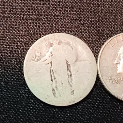 EARLY STANDING LIBERTY AND 1964 SILVER QUARTERS