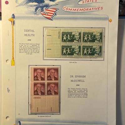 Dental Health & Dr Ephraim McDowell 1959 Mint Condition US Stamp Plate Blocks Page as Pictured. Only One $5 Shipping Charge for 1 or...