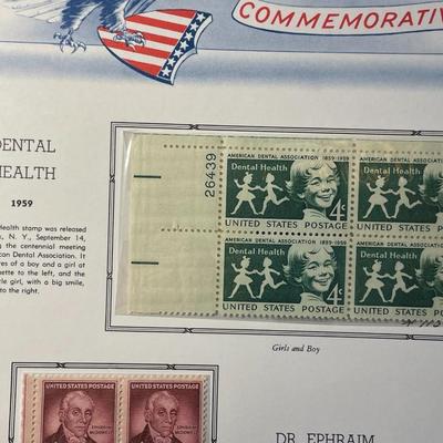 Dental Health & Dr Ephraim McDowell 1959 Mint Condition US Stamp Plate Blocks Page as Pictured. Only One $5 Shipping Charge for 1 or...