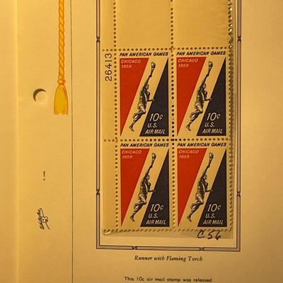 Pan American Games & Petroleum Industry 1959 Mint Condition US Stamp Plate Blocks Page as Pictured. Only One $5 Shipping Charge for 1...