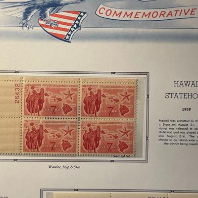 Hawaii Statehood & Soil Conservation 1959 Mint Condition US Stamp Plate Blocks Page as Pictured. Only One $5 Shipping Charge for 1 or...