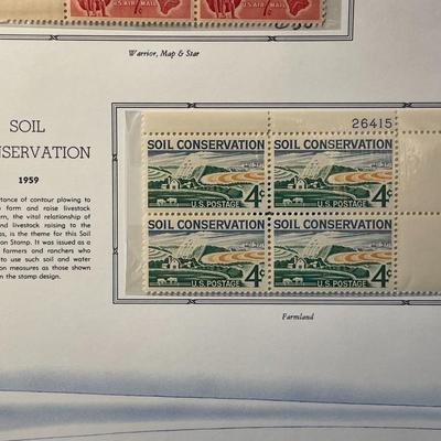 Hawaii Statehood & Soil Conservation 1959 Mint Condition US Stamp Plate Blocks Page as Pictured. Only One $5 Shipping Charge for 1 or...