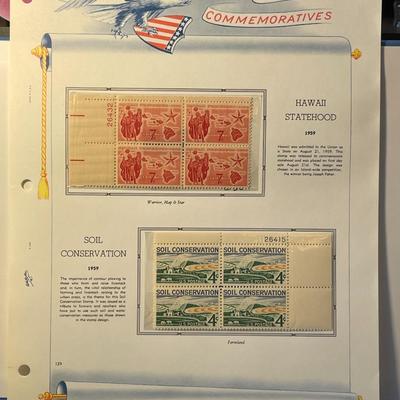 Hawaii Statehood & Soil Conservation 1959 Mint Condition US Stamp Plate Blocks Page as Pictured. Only One $5 Shipping Charge for 1 or...