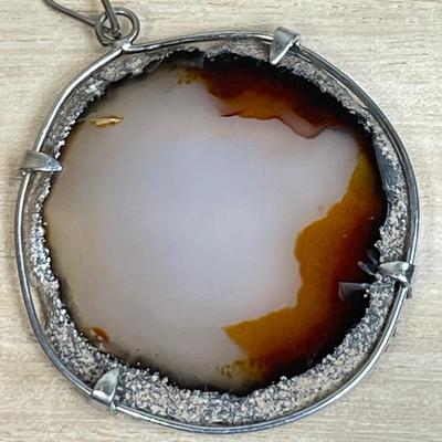 Huge Agate pendant in silver setting